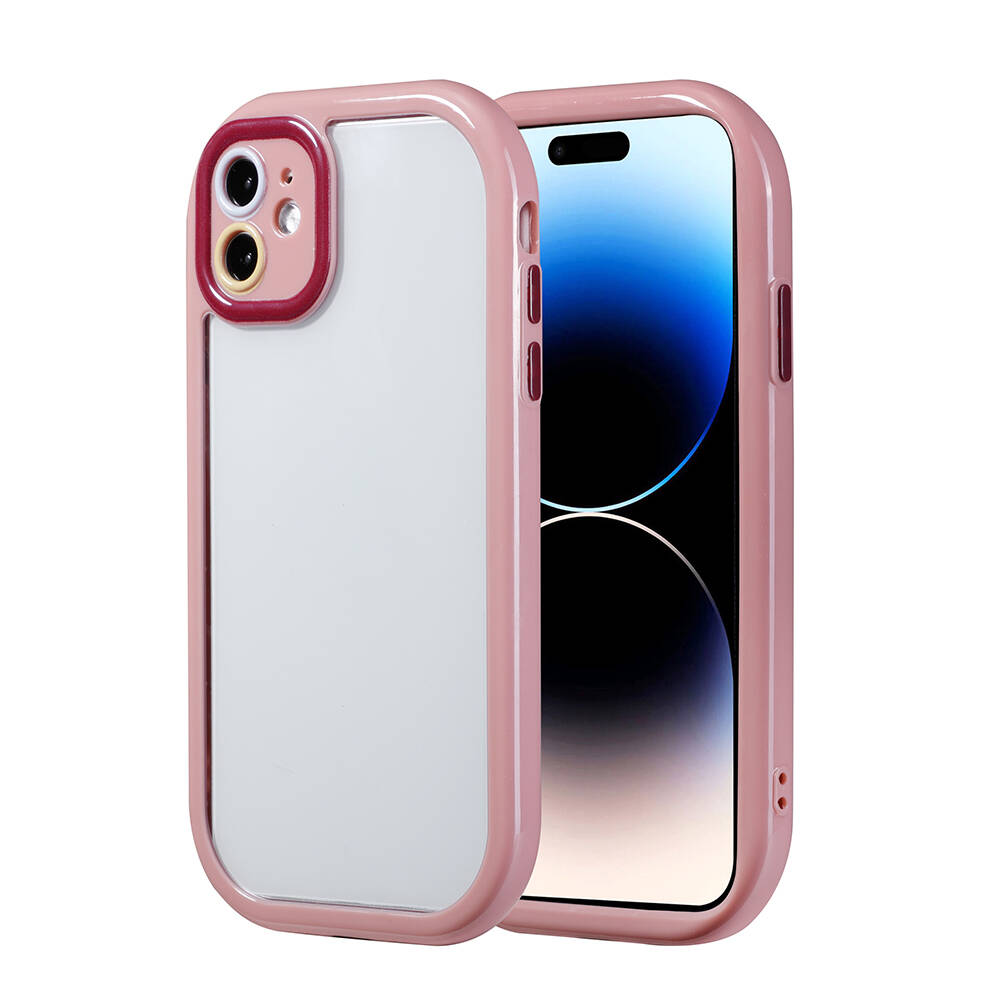 Apple iPhone 11 Kılıf Kamera Korumalı Renkli Kenar ve Çerçeve Tasarımlı NXXA Vitamin Kapak-Mürdüm