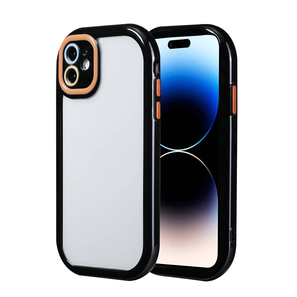 Apple iPhone 11 Kılıf Kamera Korumalı Renkli Kenar ve Çerçeve Tasarımlı NXXA Vitamin Kapak-Siyah