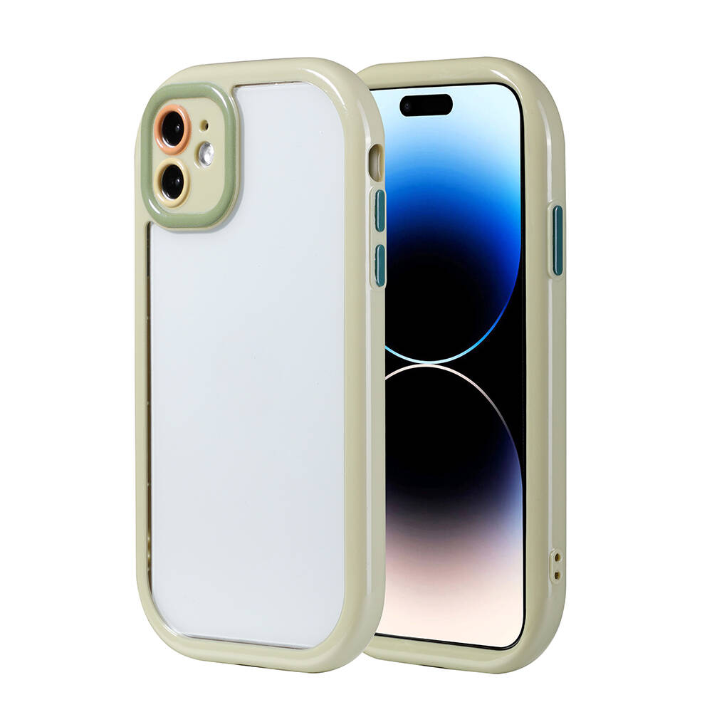 Apple iPhone 11 Kılıf Kamera Korumalı Renkli Kenar ve Çerçeve Tasarımlı NXXA Vitamin Kapak-Yeşil