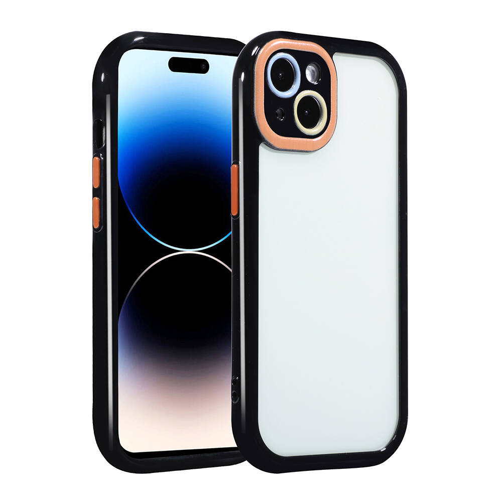 Apple iPhone 14 Kılıf Kamera Korumalı Renkli Kenar ve Çerçeve Tasarımlı NXXA Vitamin Kapak-Siyah