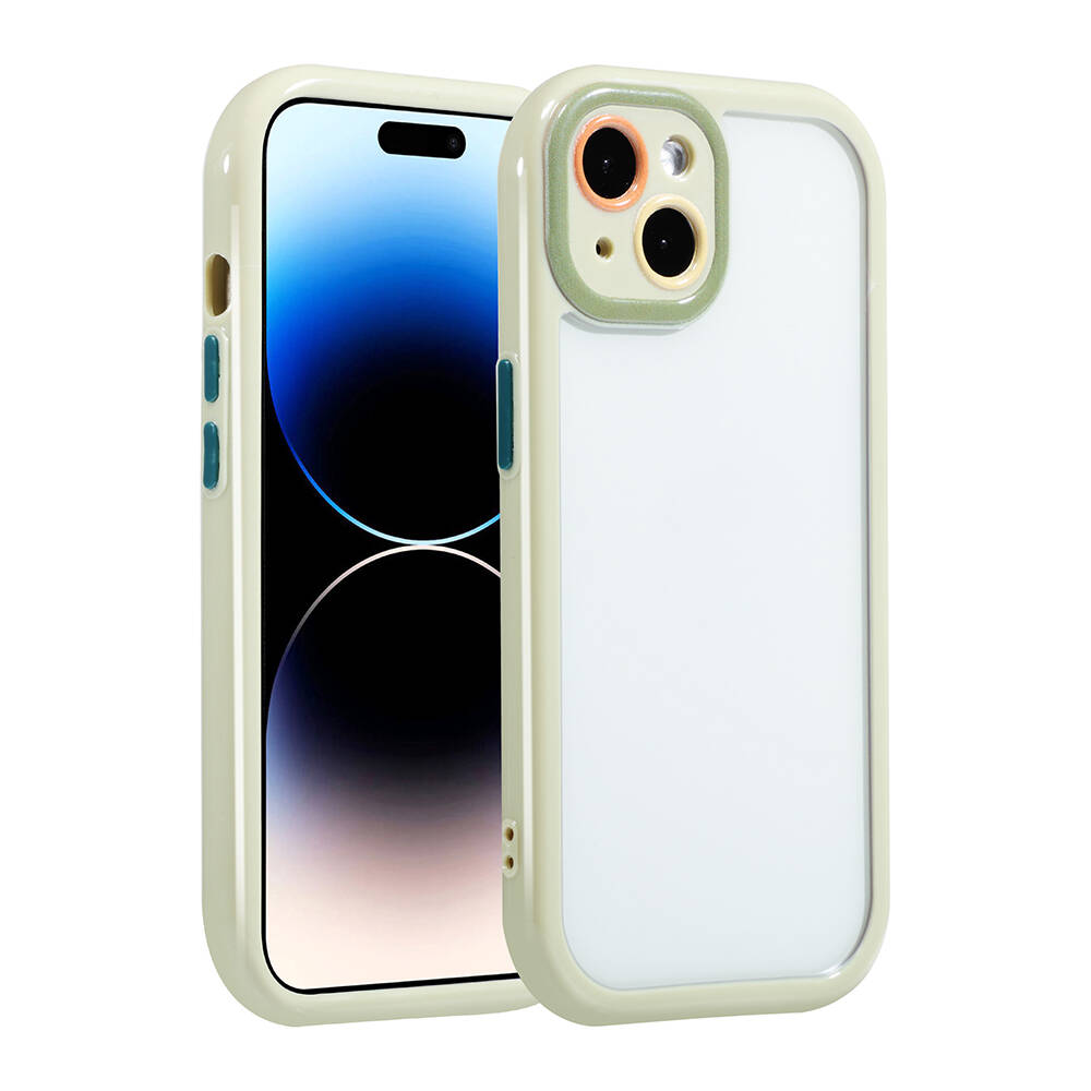 Apple iPhone 14 Kılıf Kamera Korumalı Renkli Kenar ve Çerçeve Tasarımlı NXXA Vitamin Kapak-Yeşil