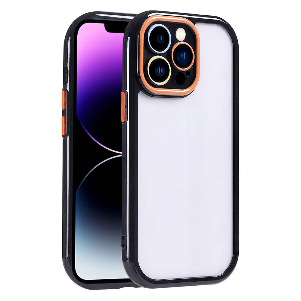 Apple iPhone 14 Pro Max Kılıf Kamera Korumalı Renkli Kenar ve Çerçeve Tasarımlı NXXA Vitamin Kapak-Siyah