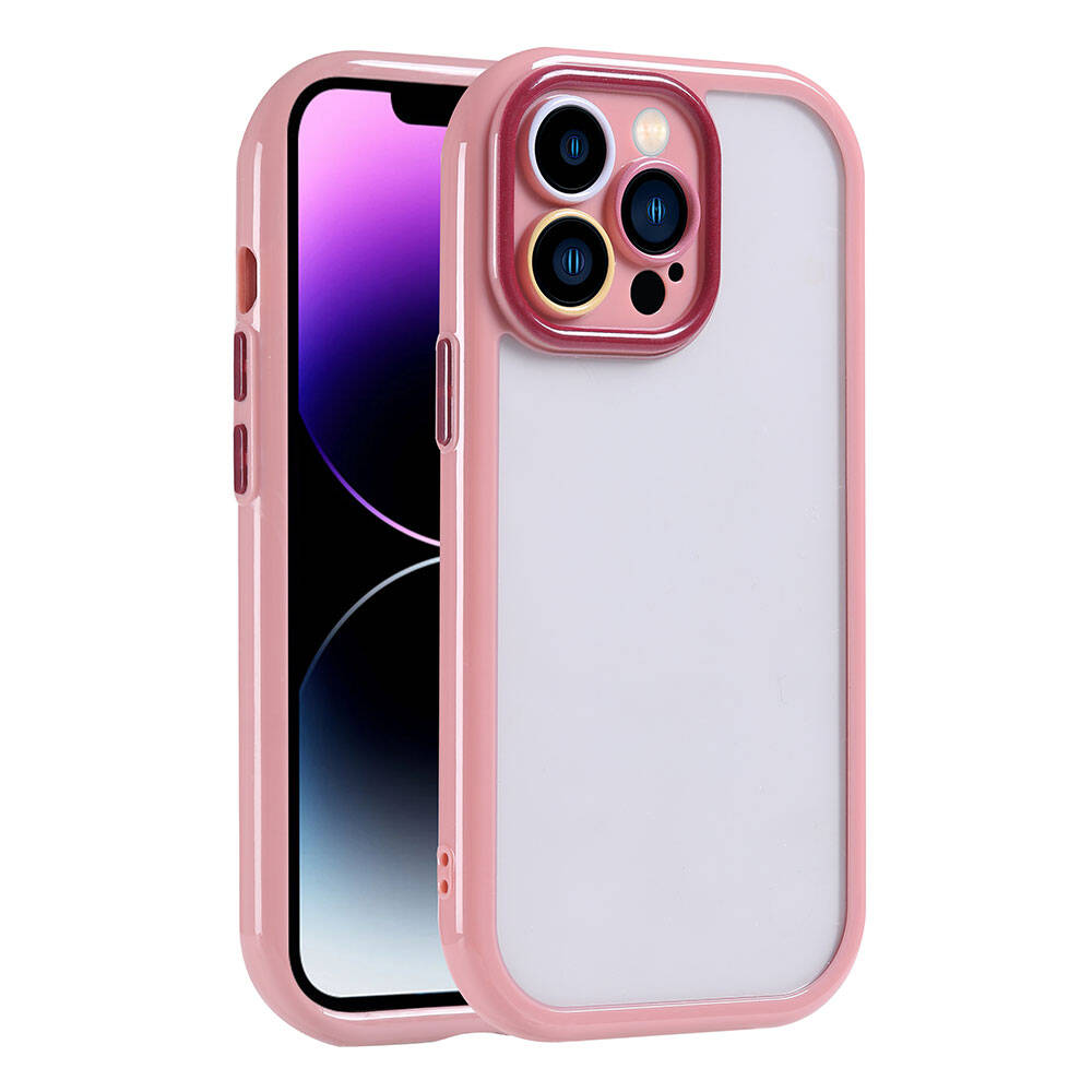 Apple iPhone 14 Pro Max Kılıf Kamera Korumalı Renkli Kenar ve Çerçeve Tasarımlı NXXA Vitamin Kapak-Mürdüm