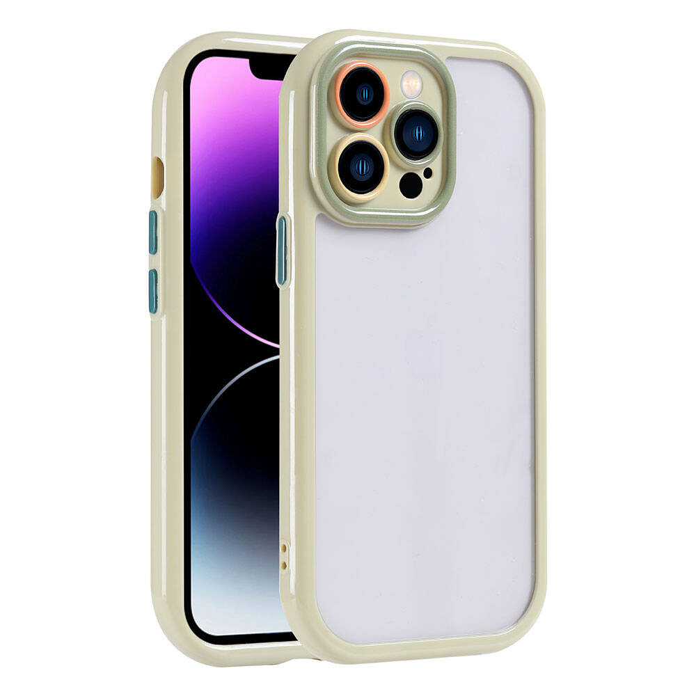 Apple iPhone 14 Pro Max Kılıf Kamera Korumalı Renkli Kenar ve Çerçeve Tasarımlı NXXA Vitamin Kapak-Yeşil