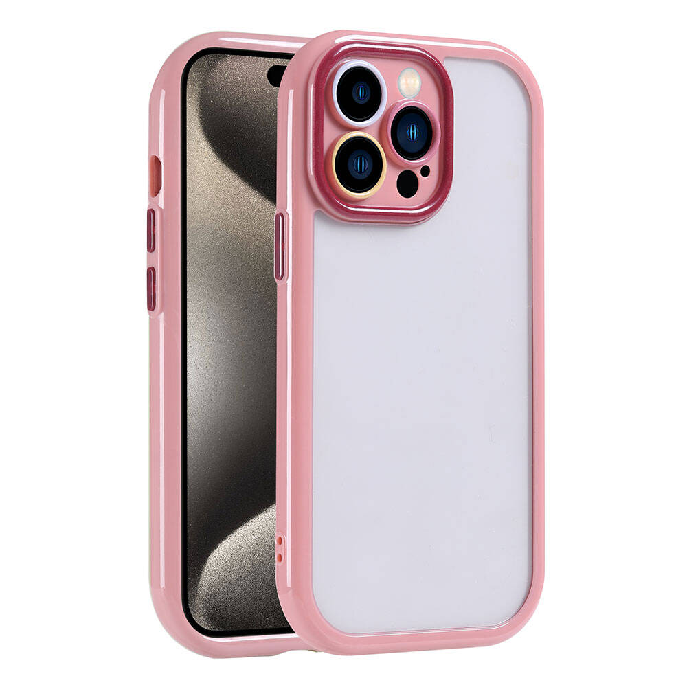 Apple iPhone 15 Pro Kılıf Kamera Korumalı Renkli Kenar ve Çerçeve Tasarımlı NXXA Vitamin Kapak-Mürdüm