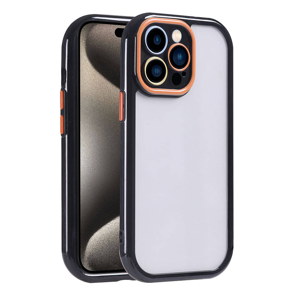 Apple iPhone 15 Pro Kılıf Kamera Korumalı Renkli Kenar ve Çerçeve Tasarımlı NXXA Vitamin Kapak-Siyah