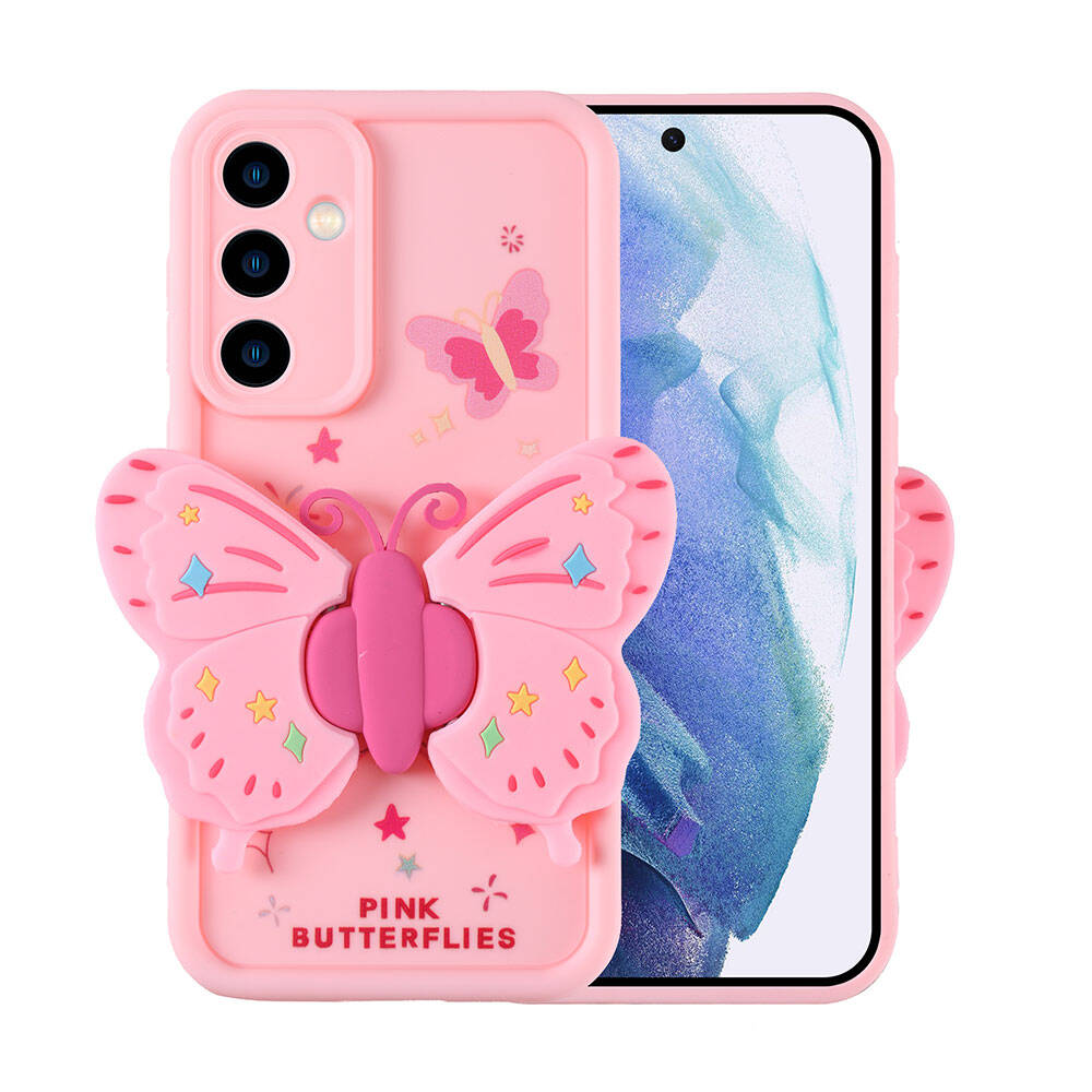 Galaxy A55 Kılıf Kamera Korumalı Figür Tasarımlı NXXA Kapya Kapak-Pembe Açık