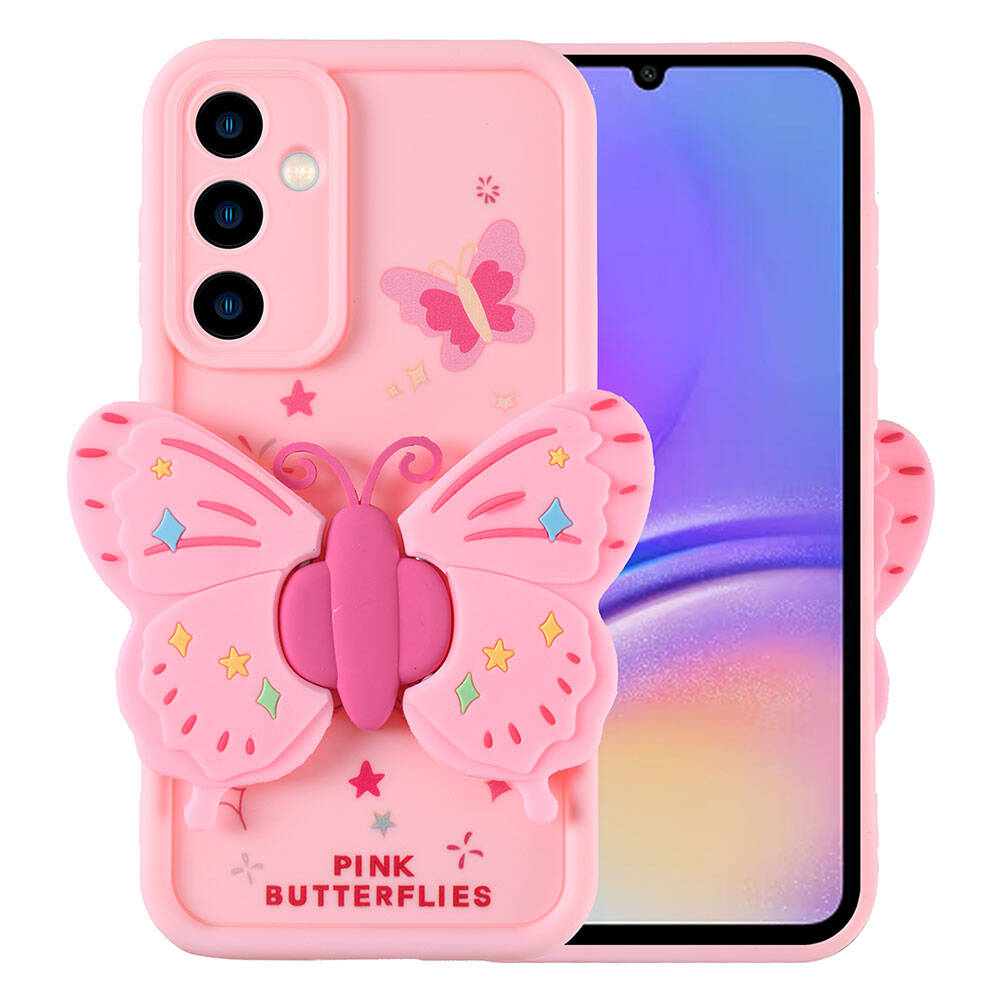 Galaxy A05S Kılıf Kamera Korumalı Figür Tasarımlı NXXA Kapya Kapak-Pembe Açık