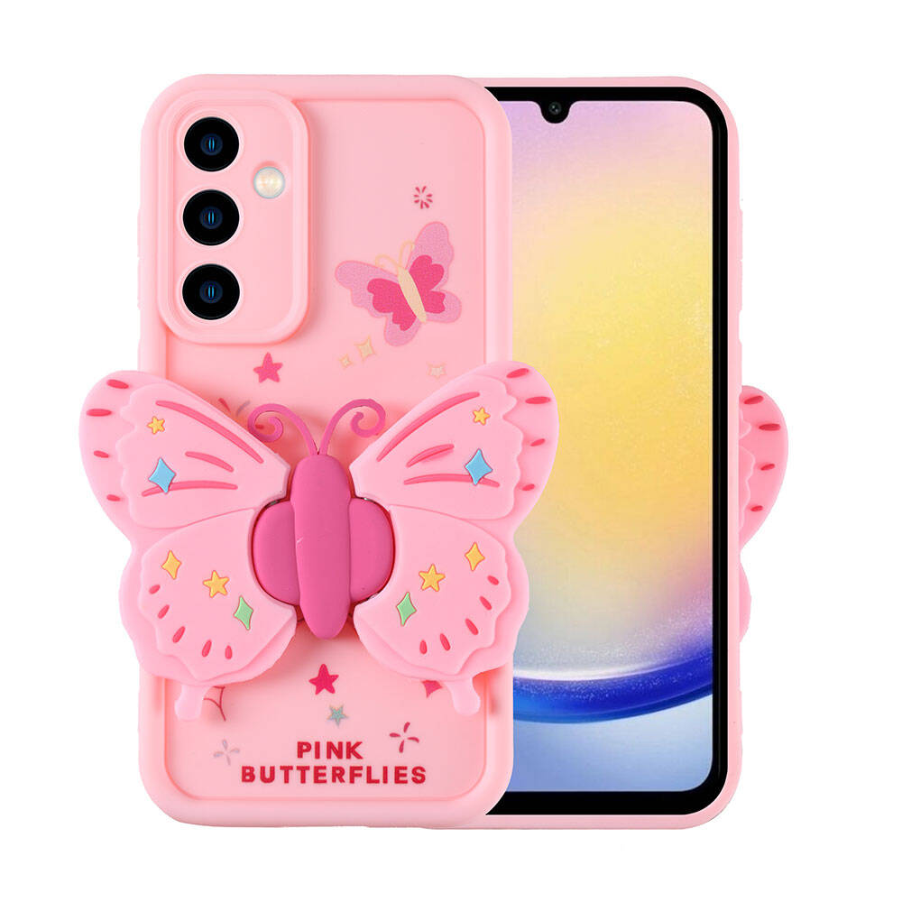 Galaxy A25 Kılıf Kamera Korumalı Figür Tasarımlı NXXA Kapya Kapak-Pembe Açık