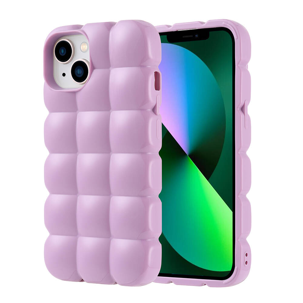 Apple iPhone 13 Kılıf Parlak Esnek Silikon NXXA Dom Dom Kapak-Lila