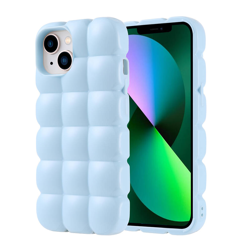 Apple iPhone 14 Kılıf Parlak Esnek Silikon NXXA Dom Dom Kapak-Mavi