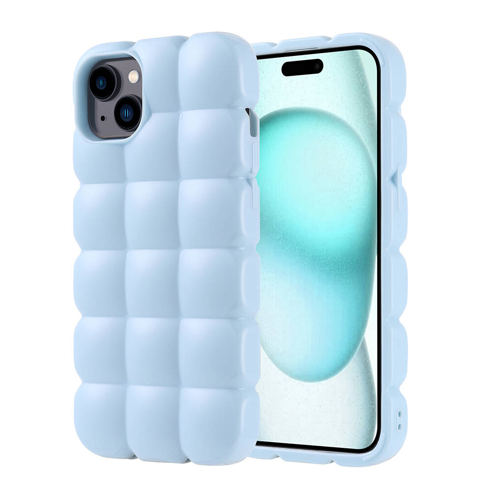 Apple iPhone 15 Plus Kılıf Parlak Esnek Silikon NXXA Dom Dom Kapak-Mavi