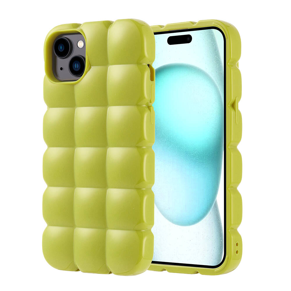 Apple iPhone 15 Plus Kılıf Parlak Esnek Silikon NXXA Dom Dom Kapak-Yeşil