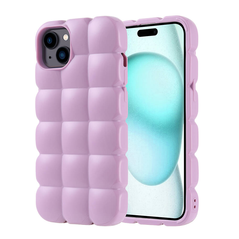 Apple iPhone 15 Plus Kılıf Parlak Esnek Silikon NXXA Dom Dom Kapak-Lila