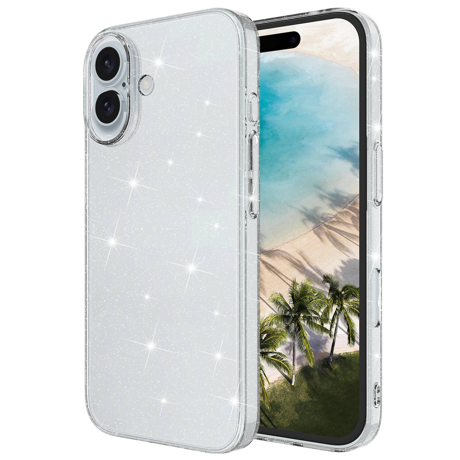 Apple iPhone 16 Plus Kılıf Parlayan Simli Şeffaf NXXA Redos Kapak-Şeffaf