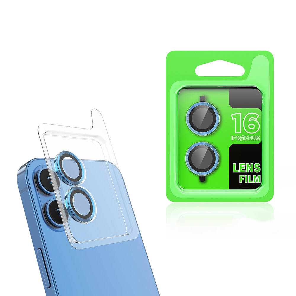 Apple iPhone 16 NXXA CL-07 Kamera Lens Koruyucu-Mavi Açık
