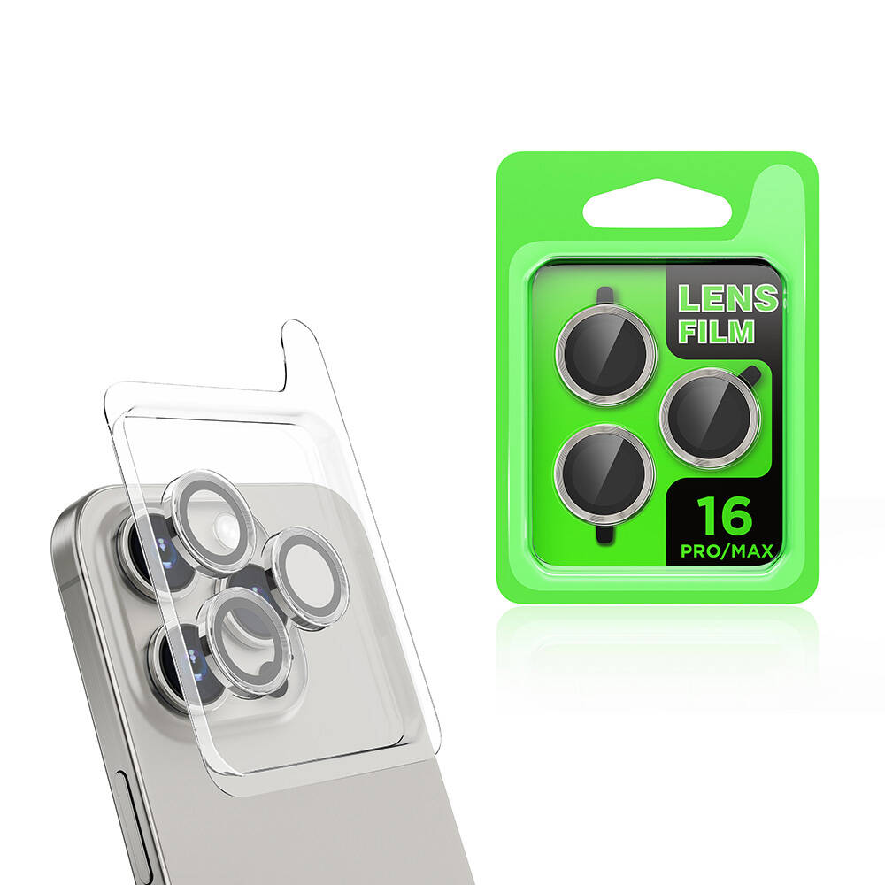 Apple iPhone 16 Pro Max NXXA CL-07 Kamera Lens Koruyucu-Titanyum-Gri