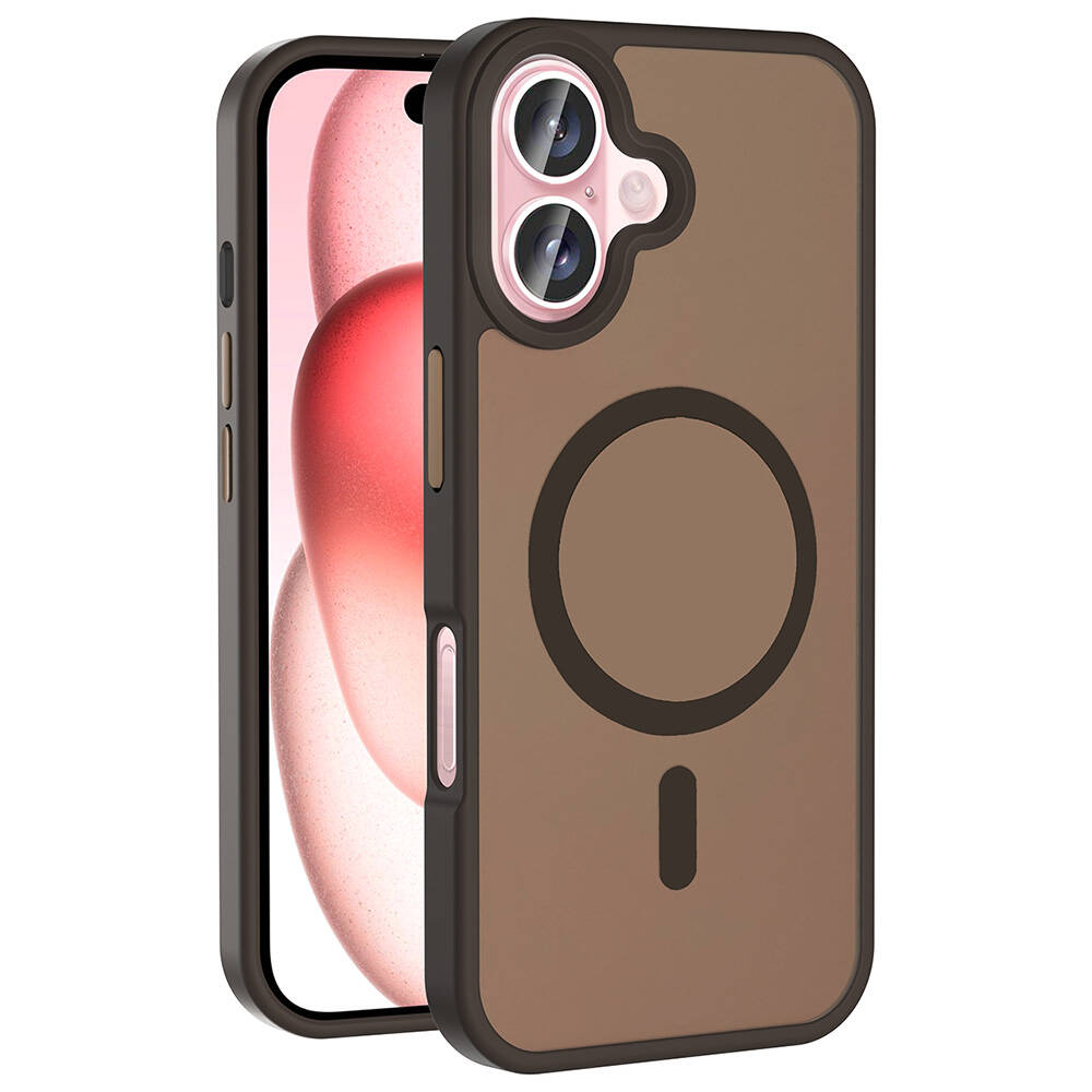 iPhone 16 Kılıf Magsafe Şarj Özellikli Mat Arka Yüzey NXXA Sio Kapak-Rose Gold