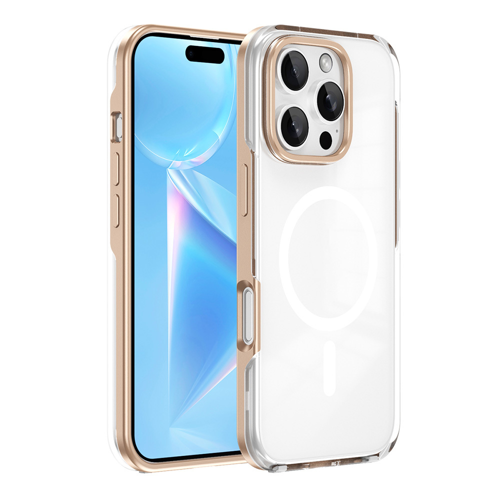 iPhone 16 Pro Kılıf Magsafe Şarj Özellikli Çıkarılabilir Arka Yüzeyli NXXA Polar Kapak-Gold-Gold