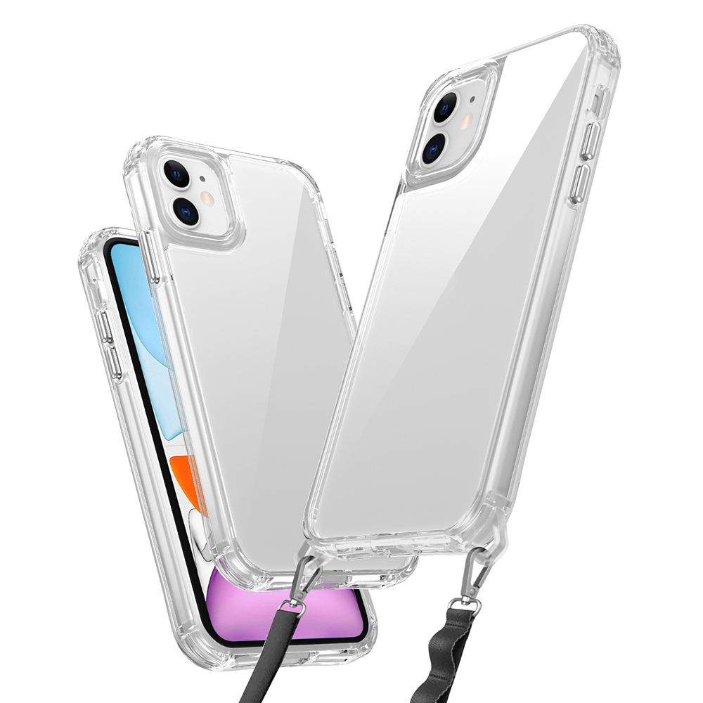 iPhone 11 Kılıf Airbagli Takılabilir Askı Aparatlı NXXA Snap Silikon Kapak-Şeffaf