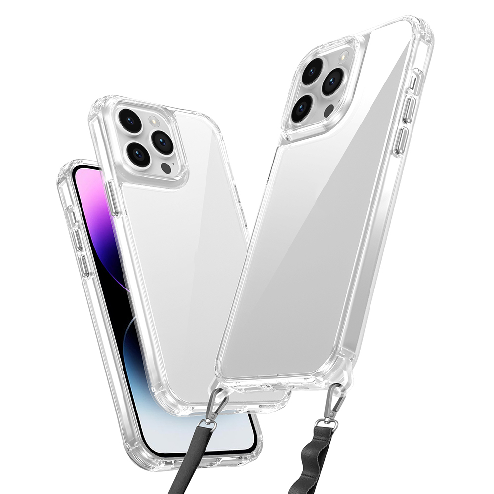 iPhone 14 Pro Kılıf Airbagli Takılabilir Askı Aparatlı NXXA Snap Silikon Kapak-Şeffaf