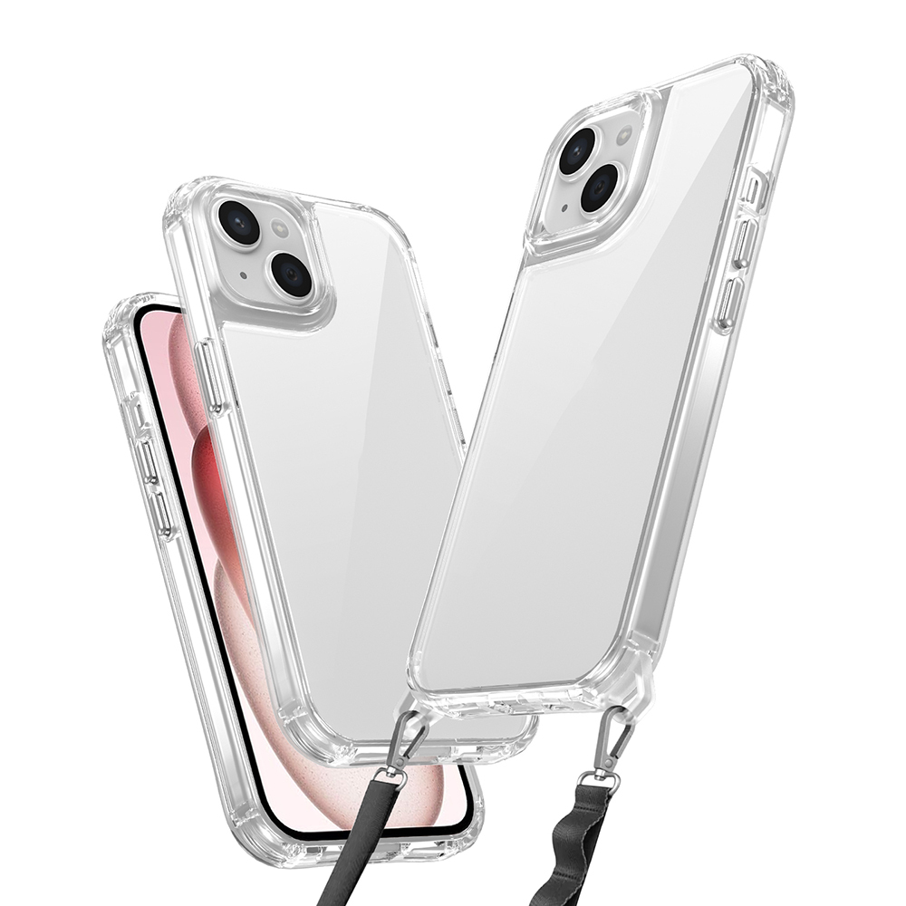 iPhone 15 Kılıf Airbagli Takılabilir Askı Aparatlı NXXA Snap Silikon Kapak-Şeffaf