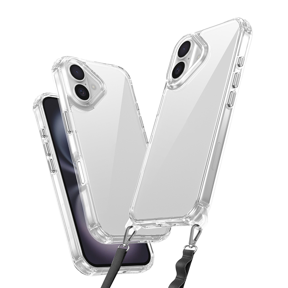 iPhone 16 Plus Kılıf Airbagli Takılabilir Askı Aparatlı NXXA Snap Silikon Kapak-Şeffaf