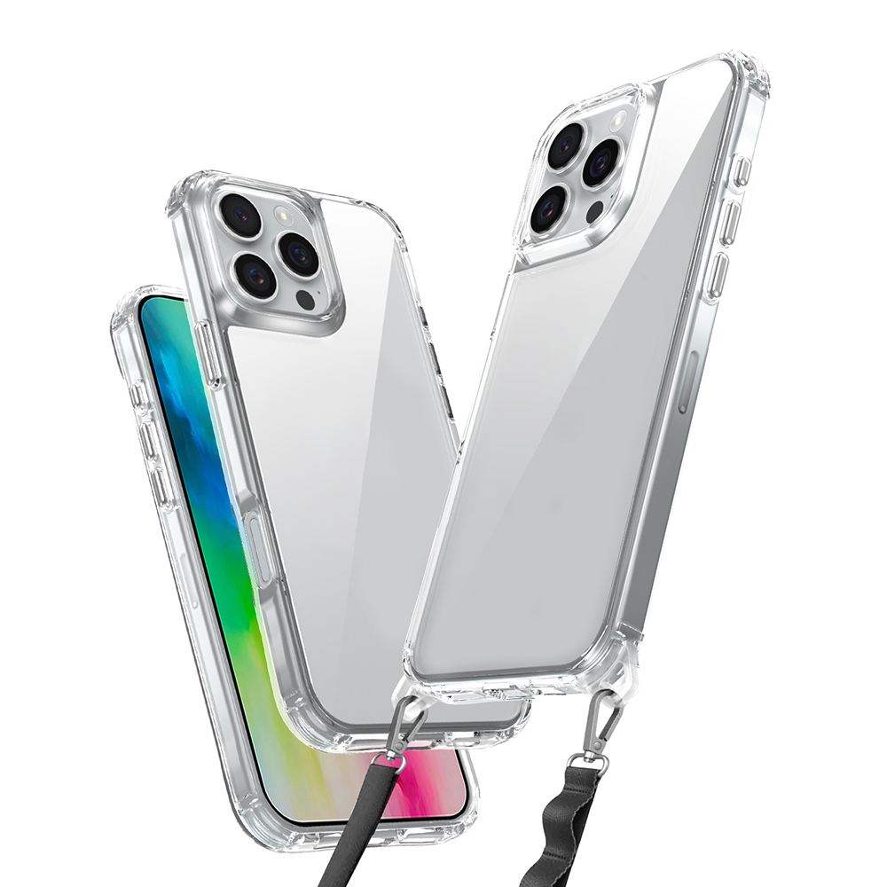 iPhone 16 Pro Max Kılıf Airbagli Takılabilir Askı Aparatlı NXXA Snap Silikon Kapak-Şeffaf