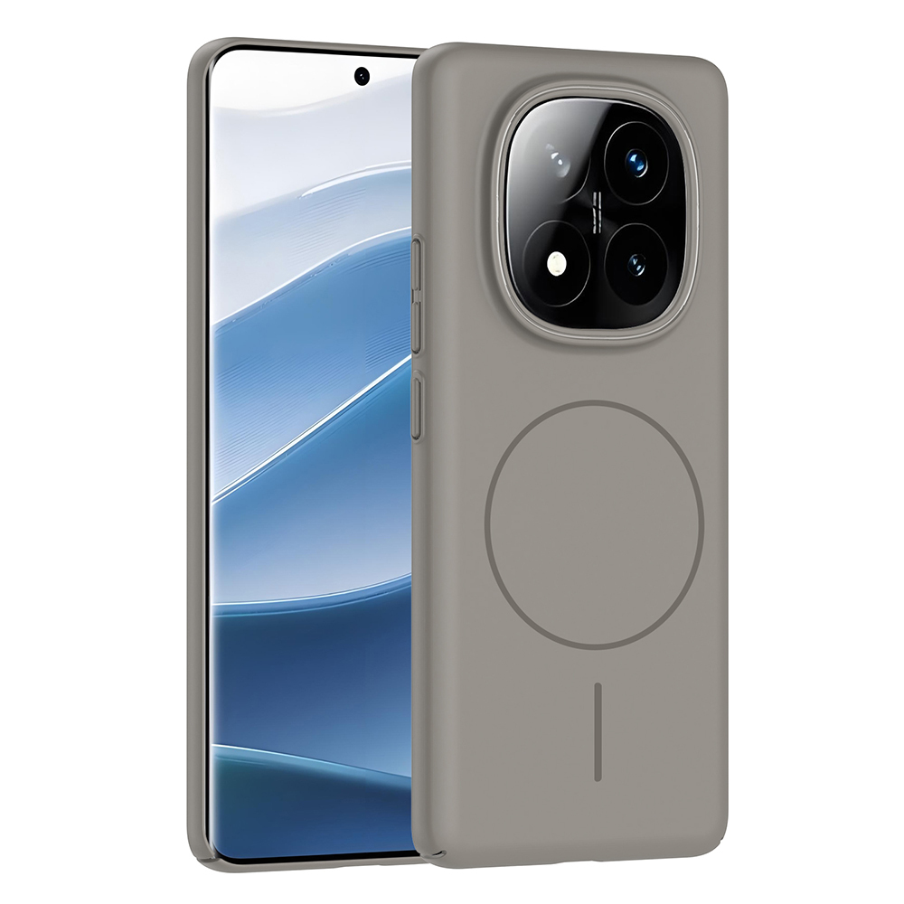 Redmi Note 14 Pro Plus Kılıf Magsafe Şarj Özellikli NXXA Ruby Silikon Kapak - Gri