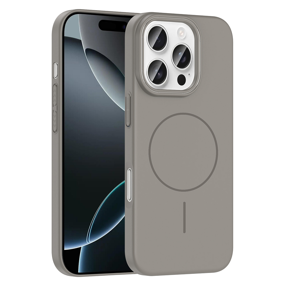 iPhone 16 Pro Kılıf Magsafe Şarj Özellikli NXXA Ruby Silikon Kapak - Gri