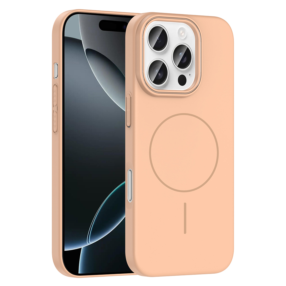 iPhone 16 Pro Kılıf Magsafe Şarj Özellikli NXXA Ruby Silikon Kapak - Desert Titanyum