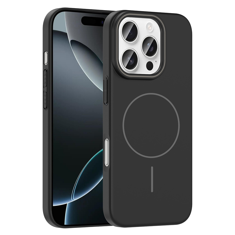 iPhone 16 Pro Max Kılıf Magsafe Şarj Özellikli NXXA Ruby Silikon Kapak - Siyah