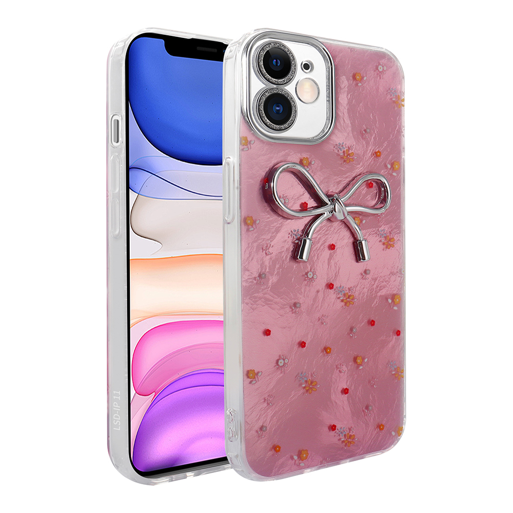 iPhone 11 Kılıf Kamera Korumalı Figürlü NXXA Ponti Silikon Kapak - Açık Pembe