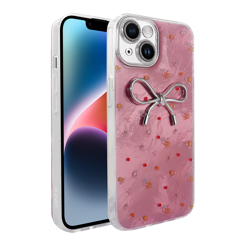 iPhone 14 Kılıf Kamera Korumalı Figürlü NXXA Ponti Silikon Kapak - Açık Pembe