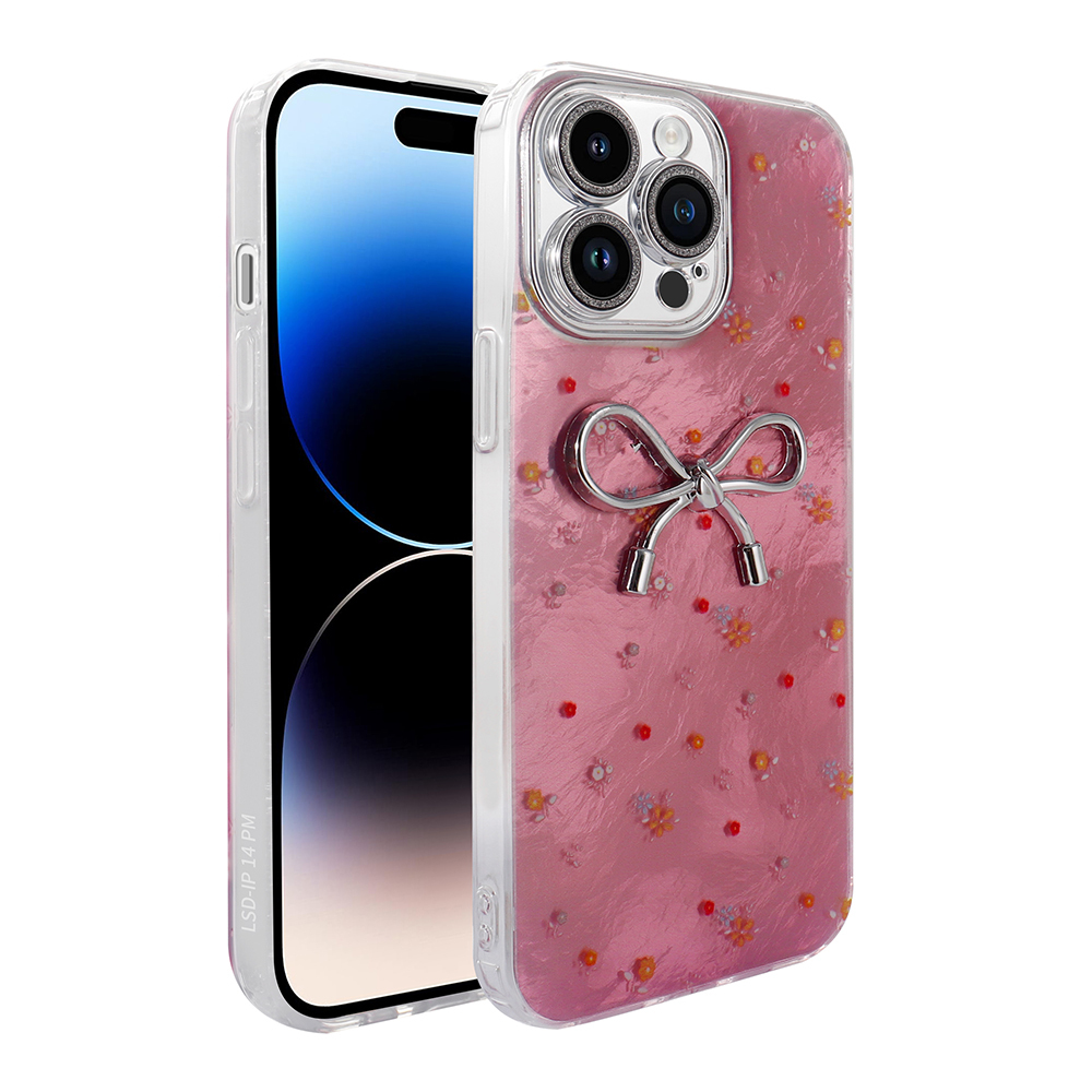 iPhone 14 Pro Max Kılıf Kamera Korumalı Figürlü NXXA Ponti Silikon Kapak - Açık Pembe