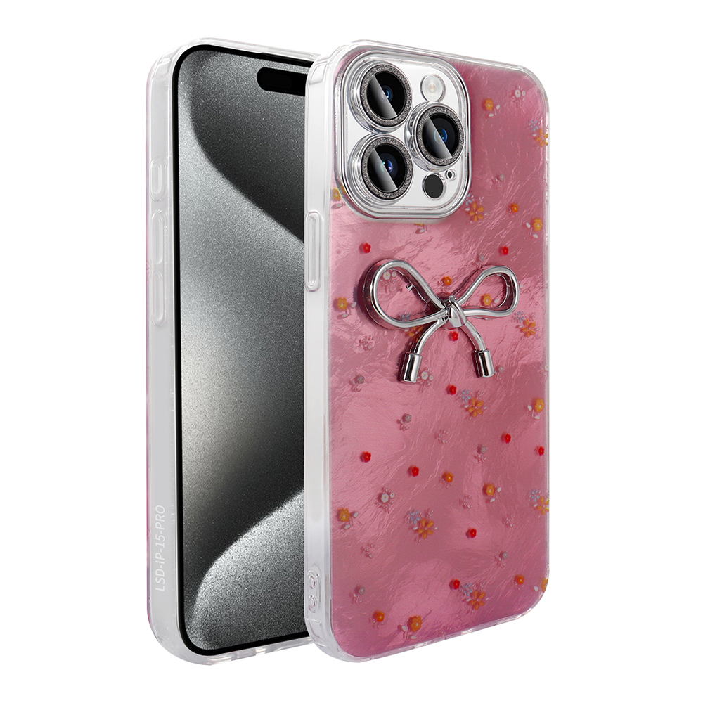 iPhone 15 Pro Kılıf Kamera Korumalı Figürlü NXXA Ponti Silikon Kapak - Açık Pembe