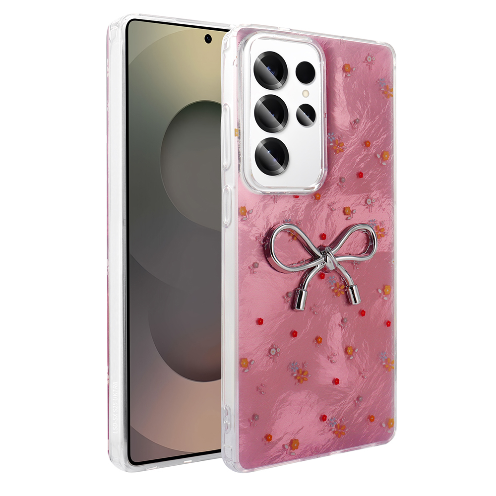 Galaxy S24 Ultra Kılıf Kamera Korumalı Figürlü NXXA Ponti Silikon Kapak - Açık Pembe