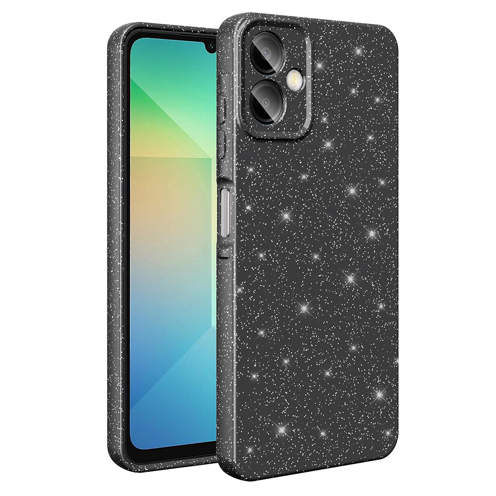 Galaxy A06 Kılıf Kamera Korumalı Simli Lüks NXXA Koton Kapak - Siyah