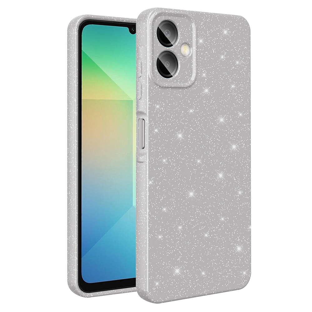 Galaxy A06 Kılıf Kamera Korumalı Simli Lüks NXXA Koton Kapak - Gümüş