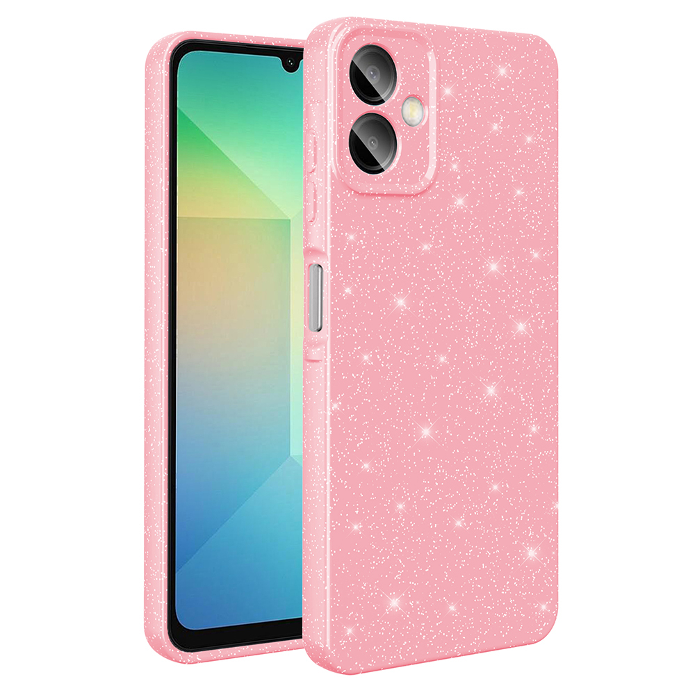 Galaxy A06 Kılıf Kamera Korumalı Simli Lüks NXXA Koton Kapak - Açık Pembe