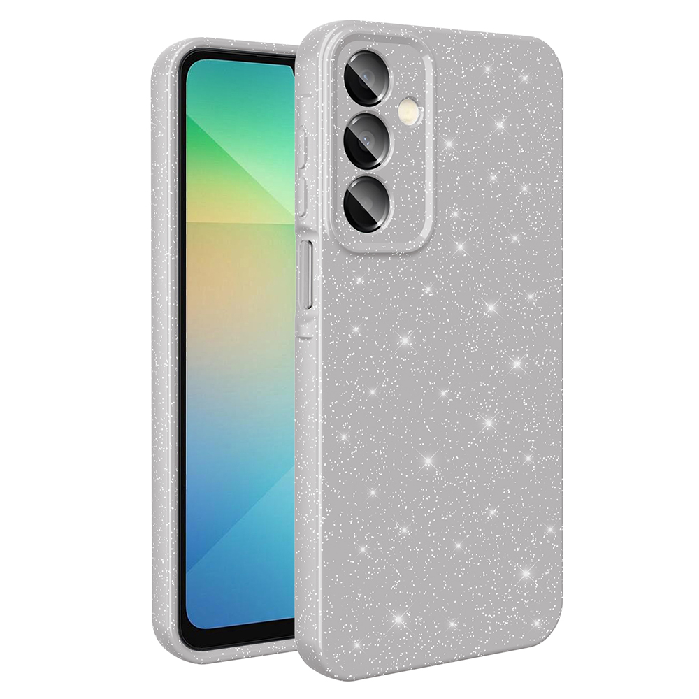 Galaxy A16 Kılıf Kamera Korumalı Simli Lüks NXXA Koton Kapak - Gümüş