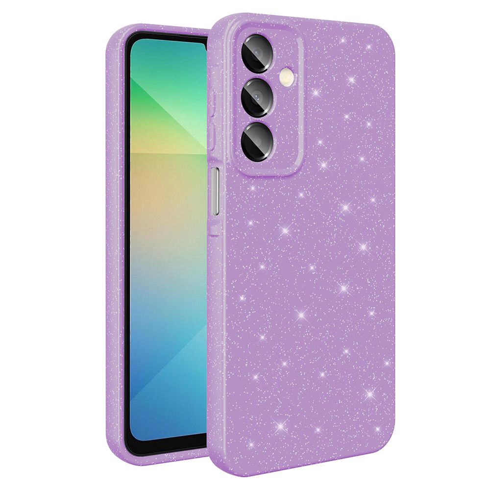 Galaxy A16 Kılıf Kamera Korumalı Simli Lüks NXXA Koton Kapak - Lila