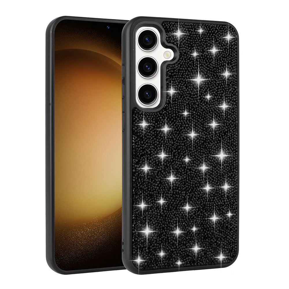 Galaxy S24 FE Kılıf Parlak Taşlı Tasarım NXXA Pırlanta Kapak - Siyah