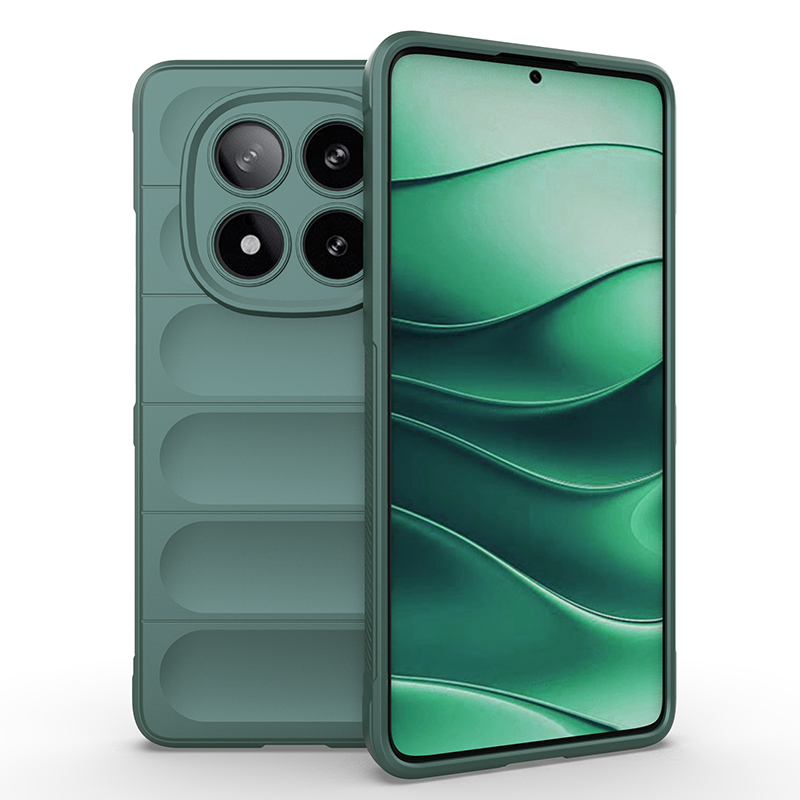 Redmi Note 14 Pro 4G Kılıf Esnek TPU Oyuklu Arka Yüzey Tasarımlı NXXA Etnik Silikon Kapak - Koyu Yeş