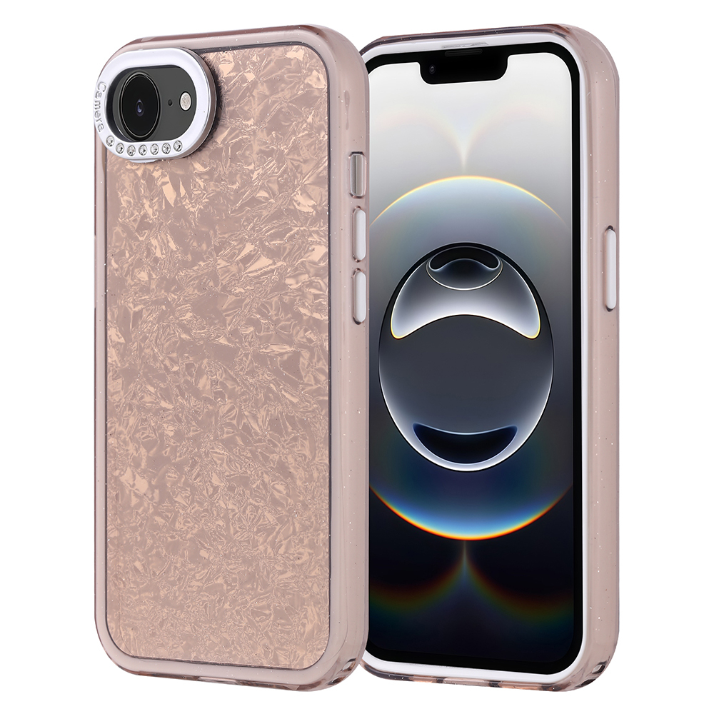 iPhone 16E Kılıf Taşlı Tasarımlı NXXA Kapi Kapak - Gold