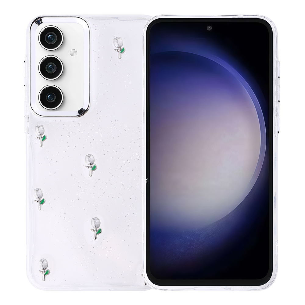 Galaxy S23 FE Kılıf Airbag Tasarımlı Simli Şeffaf NXXA Kutup Kapak - Lale