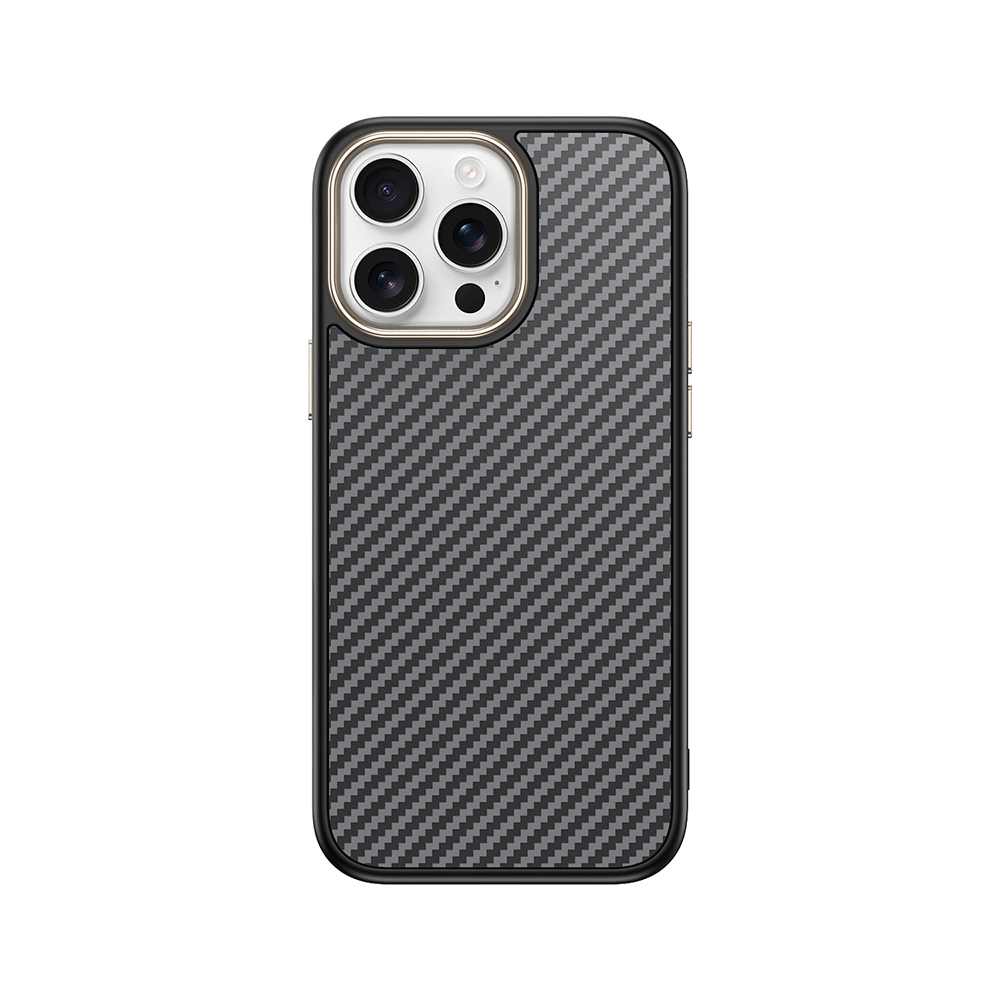 iPhone 15 Pro Max Kılıf M-safe Şarj Özellikli Karbon Fiber Görünümlü NXXA Antina Kapak - Gri