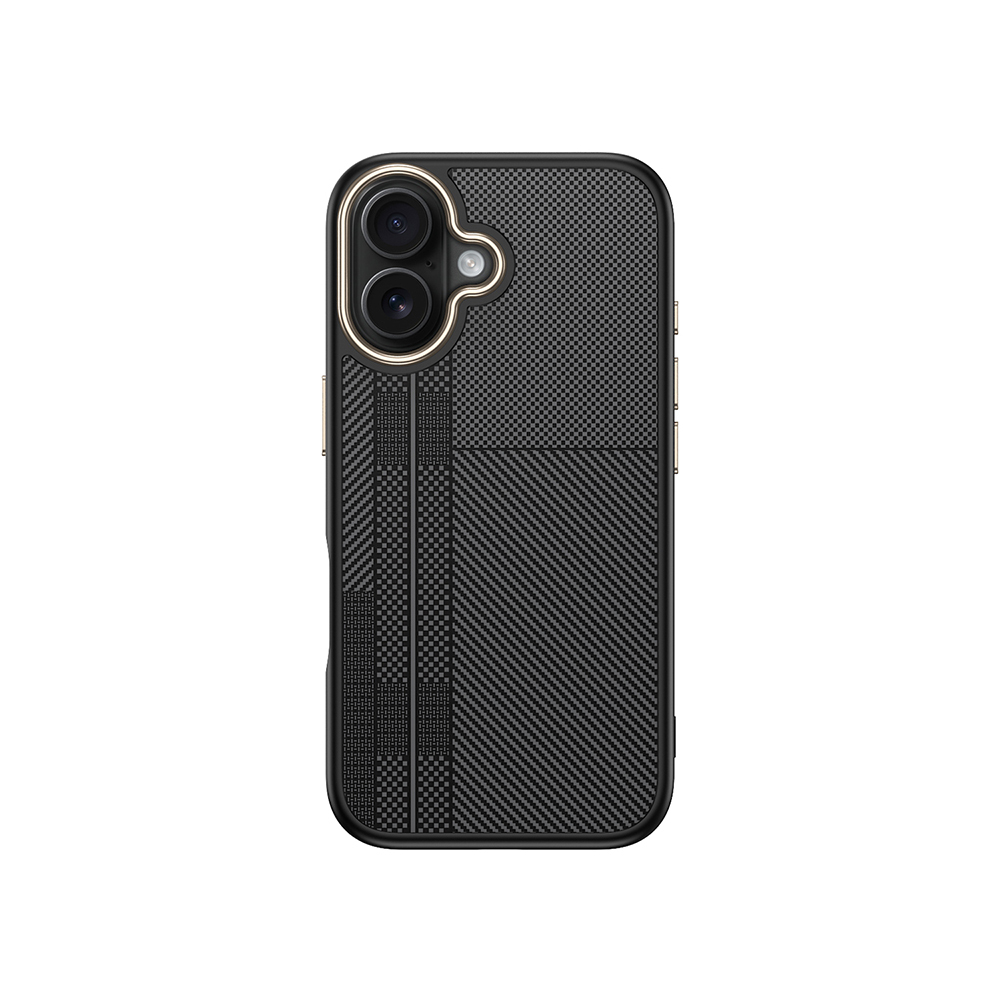 iPhone 16 Plus Kılıf M-safe Şarj Özellikli Karbon Fiber Görünümlü NXXA Antina Kapak - Siyah-Gri