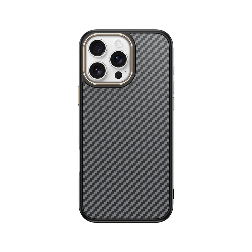 iPhone 16 Pro Max Kılıf M-safe Şarj Özellikli Karbon Fiber Görünümlü NXXA Antina Kapak - Gri