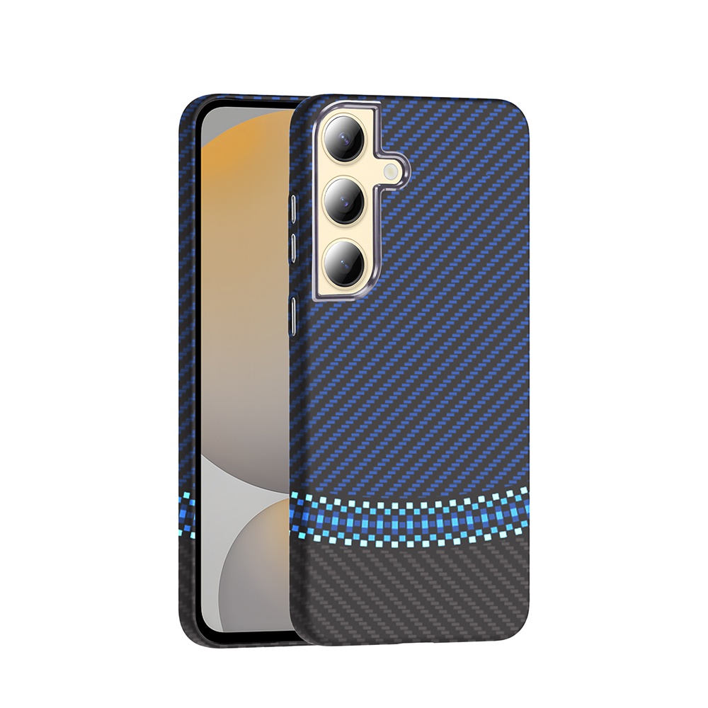 Galaxy S24 Plus Kılıf M-safe Şarj Özellikli Karbon Fiber Görünümlü NXXA Gros Kapak - Siyah-Lacivert